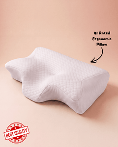 Wit ergonomisch nekkussen van traagschuim met uitsparingen voor de schouders